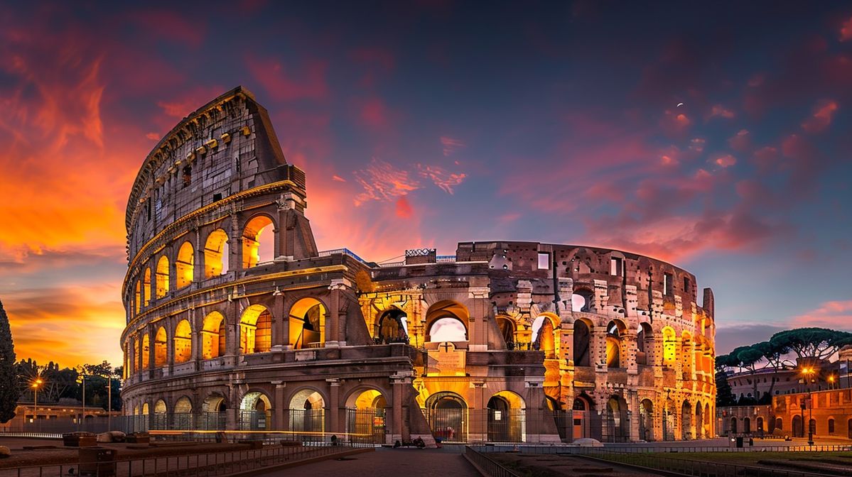 Coliseu de Roma iluminado